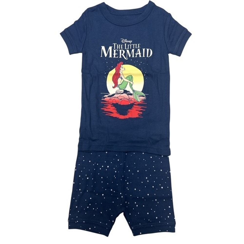 BabyGap Disney Little Mermaid Pajamas 4 Year Blue Organic Cotton PJ Set Baby Gap